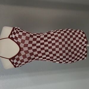 Emory Park Chrochet Orange and White Checkerboard Print Sundress Size Medium